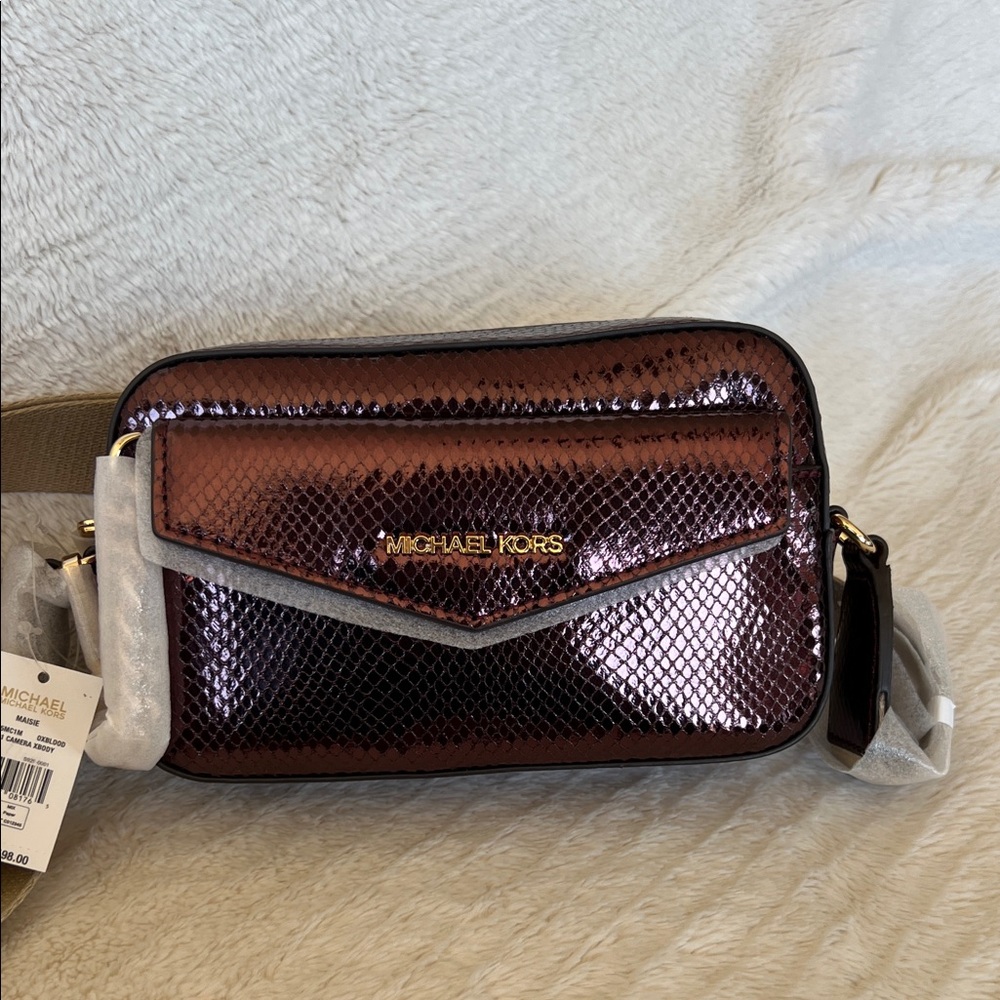 Michael Kors Shimmering Burgundy Crossbody Bag